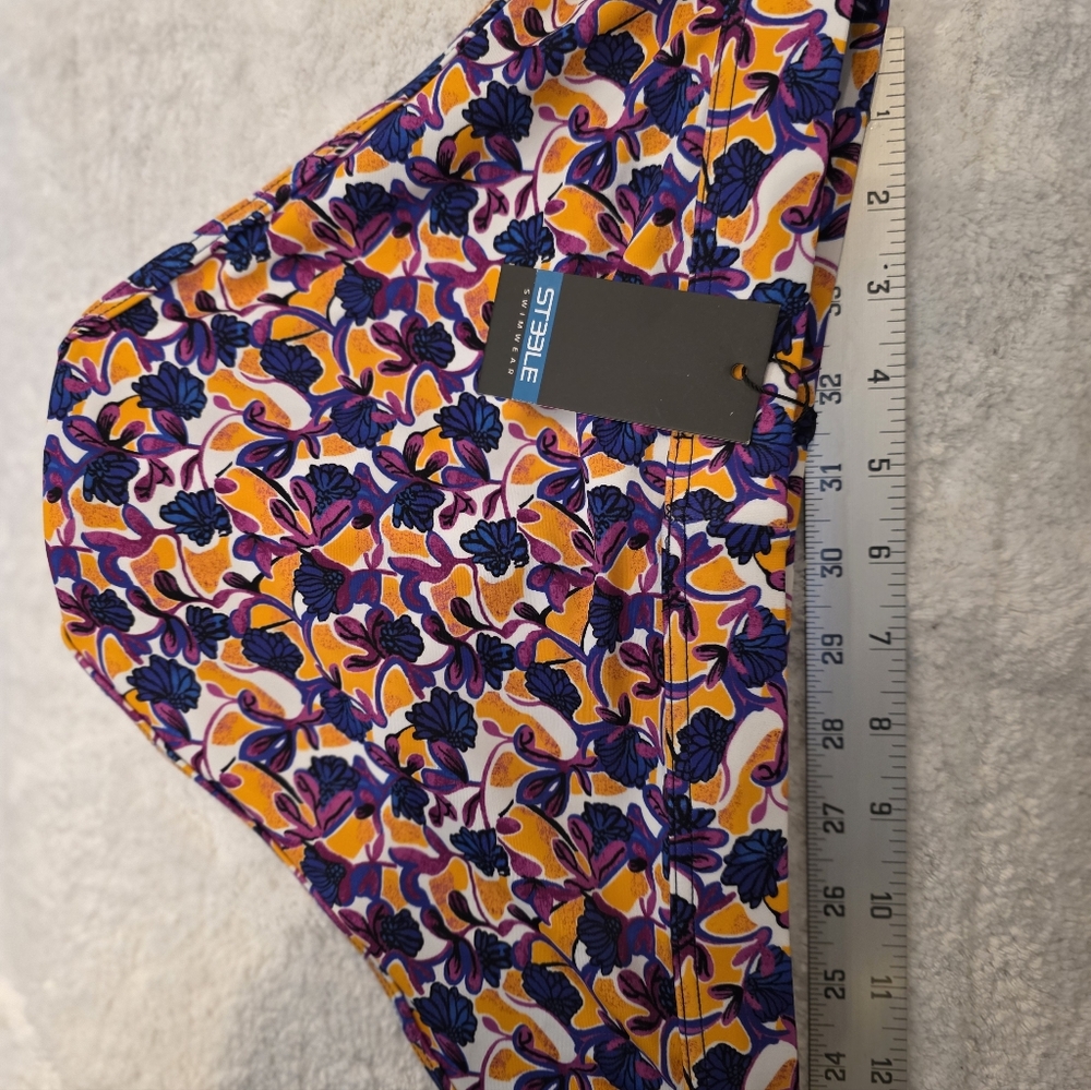 Vibrant Floral Men's Swim Trunks - Purple and Orange - Picture 6 of 7